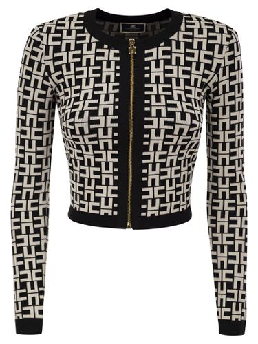 Viscose Jacquard Mini Cardigan - Elisabetta Franchi - Modalova