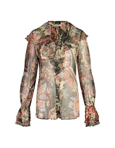 Silk Printed Shirt With Ruffles - Etro - Modalova