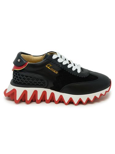 Black/loubi Calf/vv/pat Loubishark Donna Flat Sneakers - Christian Louboutin - Modalova