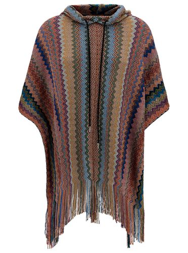 Hooded Poncho With Zigzag Motif In Viscose Blend Woman - Missoni - Modalova