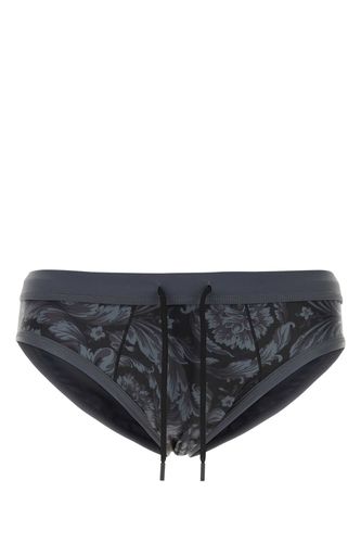 Printed Stretch Polyester Swimming Brief - Versace - Modalova