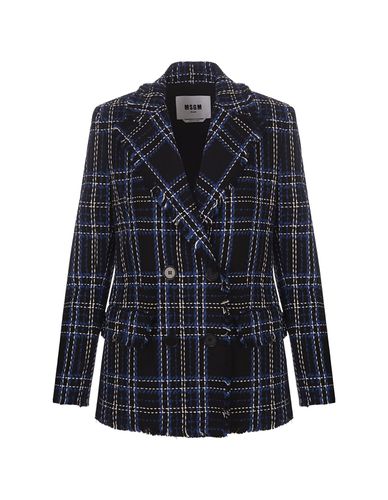 Double Breasted Blazer In Tweed With Maxi Check Pattern - MSGM - Modalova