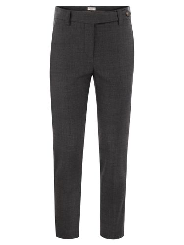 Stretch Virgin Wool Cigarette Trousers With Jewellery - Brunello Cucinelli - Modalova