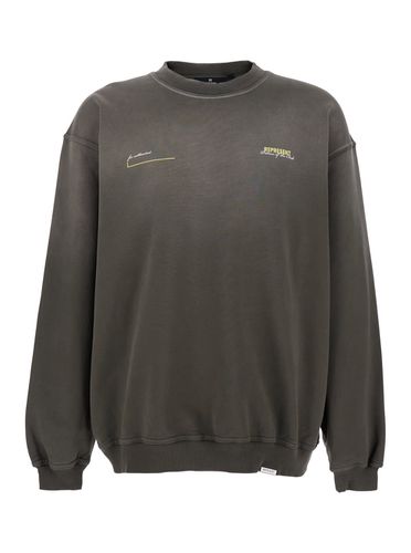 Patron Of The Club Olive Crewneck Sweater With Front And Back Logo Print In Cotton Man - REPRESENT - Modalova