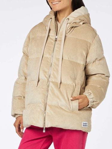 Woman Beige Corduroy Down Padded Jacket With Hoodie - MC2 Saint Barth - Modalova