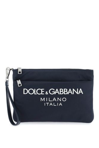Nylon Pouch With Rubberized Logo - Dolce & Gabbana - Modalova