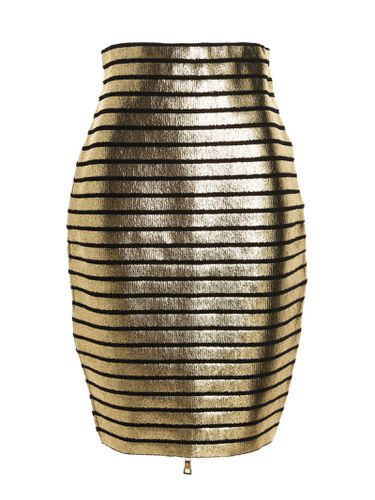 Hw Golden Striped Knit Knee Skirt - Balmain - Modalova