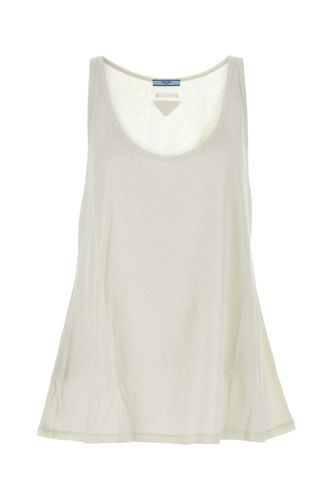 Ivory Linen And Cotton Oversize Tank Top - Prada - Modalova