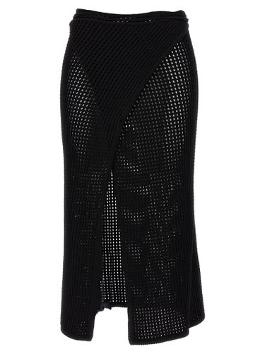 Fishnet Knit Midi Wrap Skirt - ANDREĀDAMO - Modalova