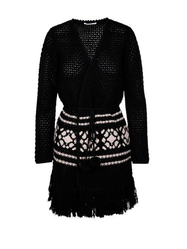 V-neck Belted Fringed Cardigan - Max Mara - Modalova