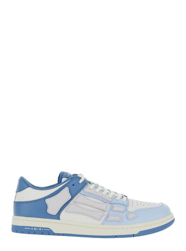 Skel Top Low Light Blue And Blue Bi-color Sneakers With Skeleton Patch In Leather Man - AMIRI - Modalova