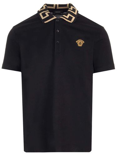 Versace Black greca Polo Shirt - Versace - Modalova