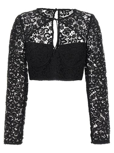 Top Lace Tie Neck Crop - self-portrait - Modalova