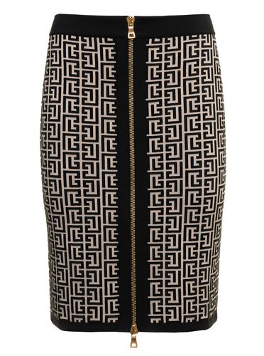 Womans Monogram Wool Pencil Skirt With Zip - Balmain - Modalova