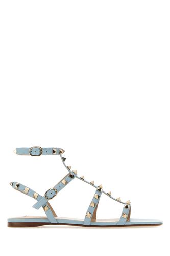 Light Blue Leather Rockstud Sandals - Valentino Garavani - Modalova