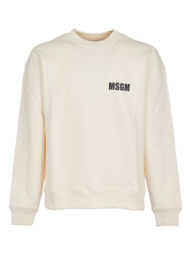 Rib Trim Crewneck Logo Sweatshirt - MSGM - Modalova