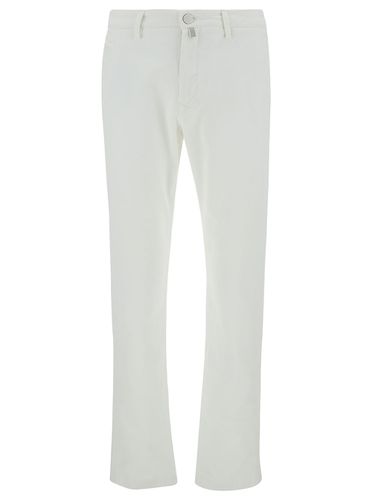 Bobby Slim White Pants With Logo Patch In Cotton Man - Jacob Cohen - Modalova