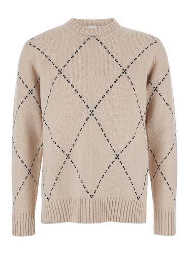 Diamond Pattern Crewneck Sweater In Wool Man - Eleventy - Modalova