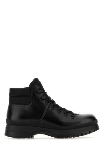 Black Re-nylon And Leather Brixxen Ankle Boots - Prada - Modalova