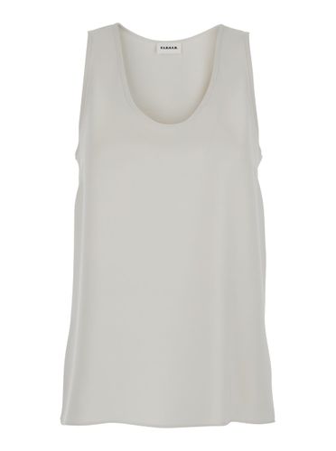 White Sleeveless Top With Round Neck In Tech Fabric Woman - Parosh - Modalova