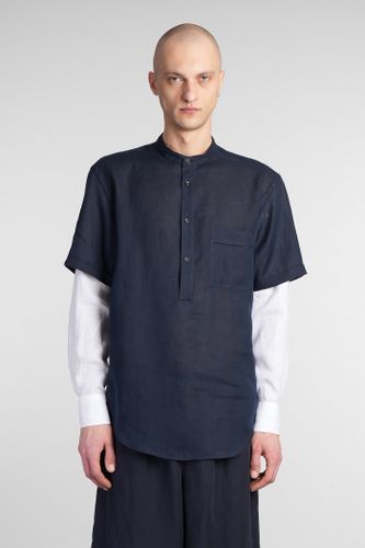 Giorgio Armani Shirt In Blue Linen - Giorgio Armani - Modalova