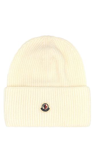 Moncler Ivory Wool Beanie Hat - Moncler - Modalova