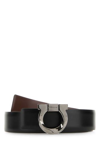 Black Leather Reversible Gancini Belt - Ferragamo - Modalova