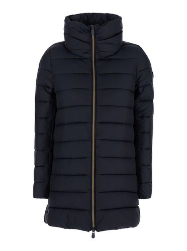 Lydia Blue Down Jacket With Funnel Neck In Shiny Fabric Woman - Save the Duck - Modalova