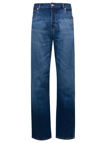 Denim Straight Leg Jeans With Logo Patch In Cotton Man - HERON PRESTON - Modalova