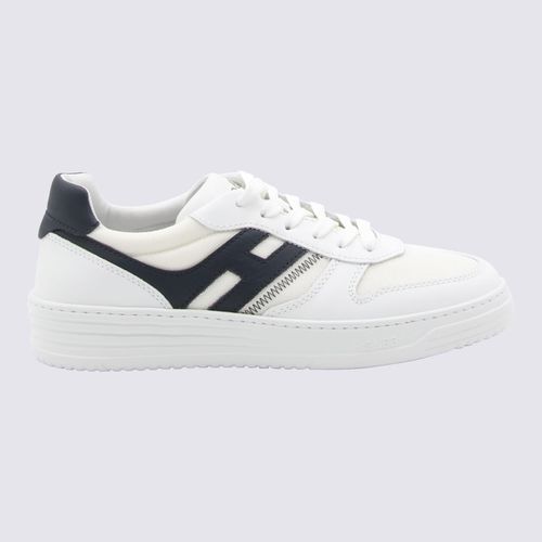 White Canvas And Blue Leather H630 Sneakers - Hogan - Modalova