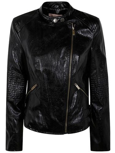 Zipped Faux Leather Biker Jacket - TwinSet - Modalova