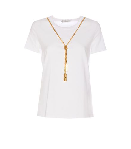 Jersey T-shirt With Necklace - Elisabetta Franchi - Modalova