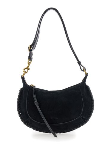 Oskan Moon Black Crossbody Bag With Front Logo Print In Suede Woman - Isabel Marant - Modalova