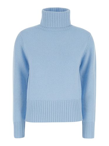 Light Blue High Neck Sweater In Wool And Cashmere Woman - Allude - Modalova