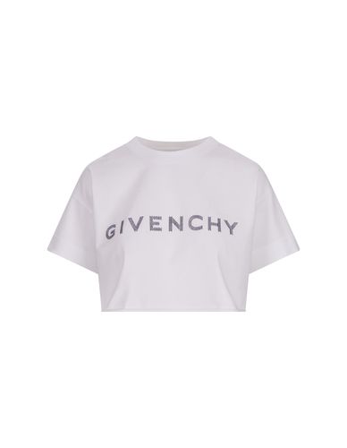 Stone Crop T-shirt With Rhinestone Logo - Givenchy - Modalova