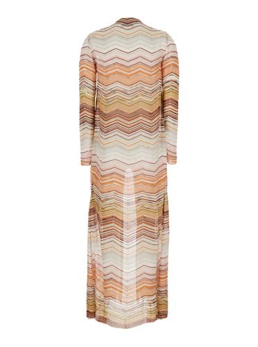 Multicolor Long Dress With Decorative Sequins And Zig Zag Motif In Viscose Blend Woman - Missoni - Modalova