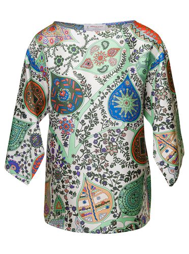 Cape Top With All-over Graphic Print In Silk Woman - Alberto Biani - Modalova