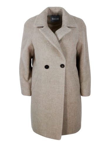 Double-breasted Coat Made Of Soft And Precious Alpaca And Wool With Side Pockets And Button Closure - Barba Napoli - Modalova