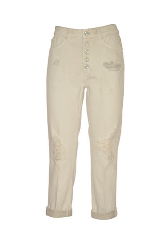 Dondup Frayed White Jeans - Dondup - Modalova