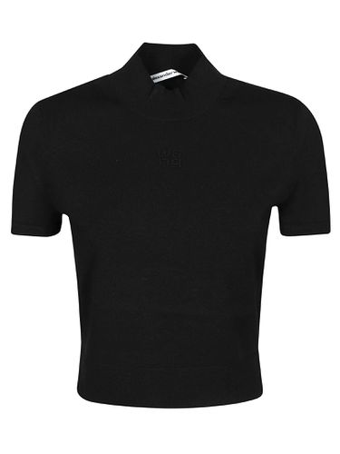 Embossed Logo Short Sleeve Mock Neck Top - T by Alexander Wang - Modalova