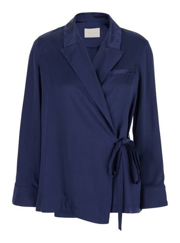 Praia Dark Jacket With Peak Lapels And Waist Belt In Silk Woman - Momonì - Modalova