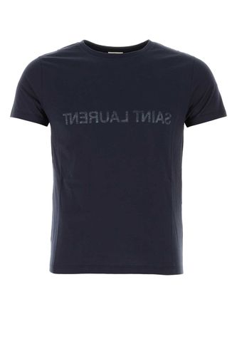 Navy Blue Cotton T-shirt - Saint Laurent - Modalova
