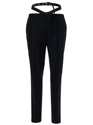 Slim Pinstripe Pants With Belt In Viscose Blend Woman - The Attico - Modalova
