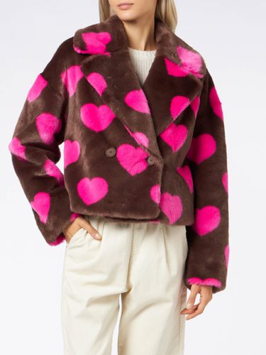 Woman Furry Short Jacket With Heart Print - MC2 Saint Barth - Modalova