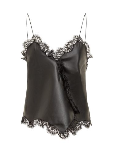 Nappa Leather And Lace Top - Off-White - Modalova