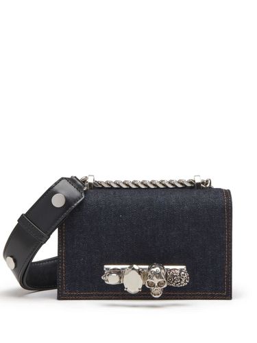 Mini Biker Jewelled Satchel Bag In Denim - Alexander McQueen - Modalova