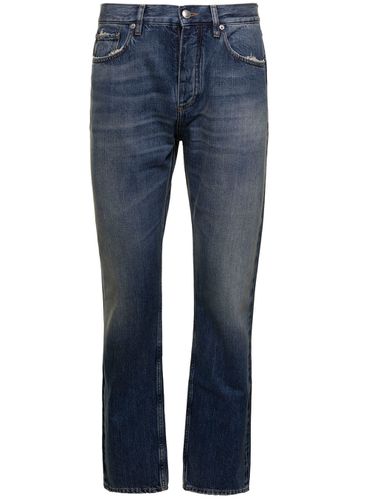 Harison Five-pocket Straight Jeans With Logo Patch In Cotton Denim Man - Burberry - Modalova