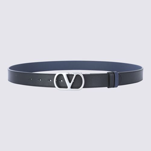 Black And Navy Leather Belt - Valentino Garavani - Modalova