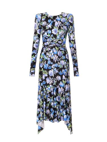 Black And Blue Maxi Dress With All-over Floreal Print In Stretch Fabric Woman - Philosophy di Lorenzo Serafini - Modalova