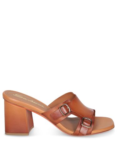 Santoni Brown Buckle Heel Sandal - Santoni - Modalova